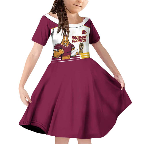 Brisbane Broncos Rugby Personalised Family Matching Off Shoulder Short Dress and Hawaiian Shirt NRL 4th Premiers Proud - Aussie Hoodie