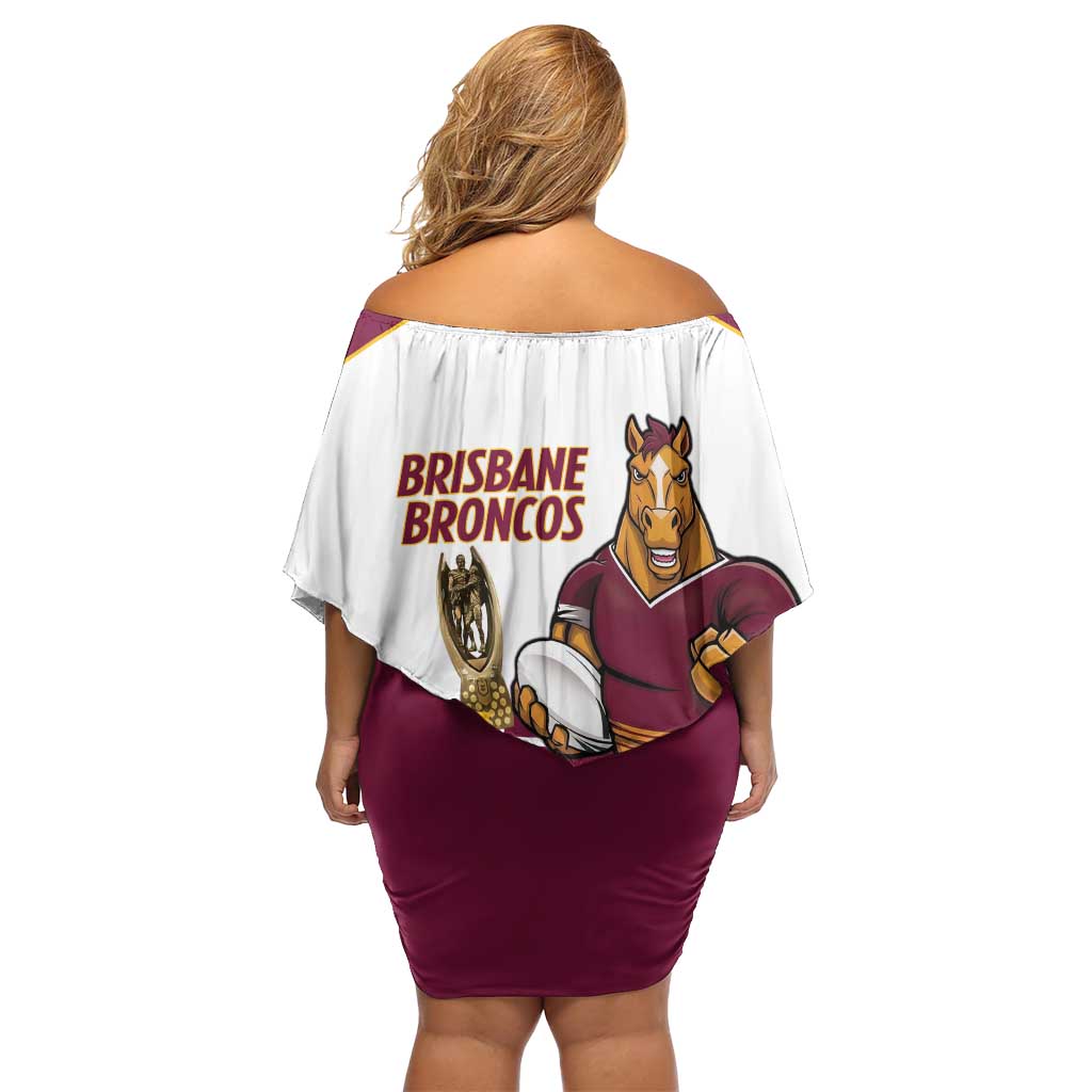 Brisbane Broncos Rugby Personalised Family Matching Off Shoulder Short Dress and Hawaiian Shirt NRL 4th Premiers Proud - Aussie Hoodie