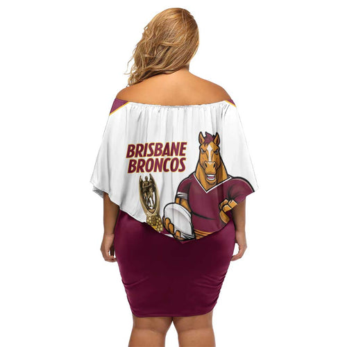 Brisbane Broncos Rugby Personalised Family Matching Off Shoulder Short Dress and Hawaiian Shirt NRL 4th Premiers Proud - Aussie Hoodie