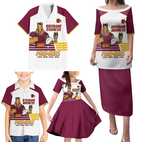 Brisbane Broncos Rugby Personalised Family Matching Puletasi and Hawaiian Shirt NRL 4th Premiers Proud - Aussie Hoodie