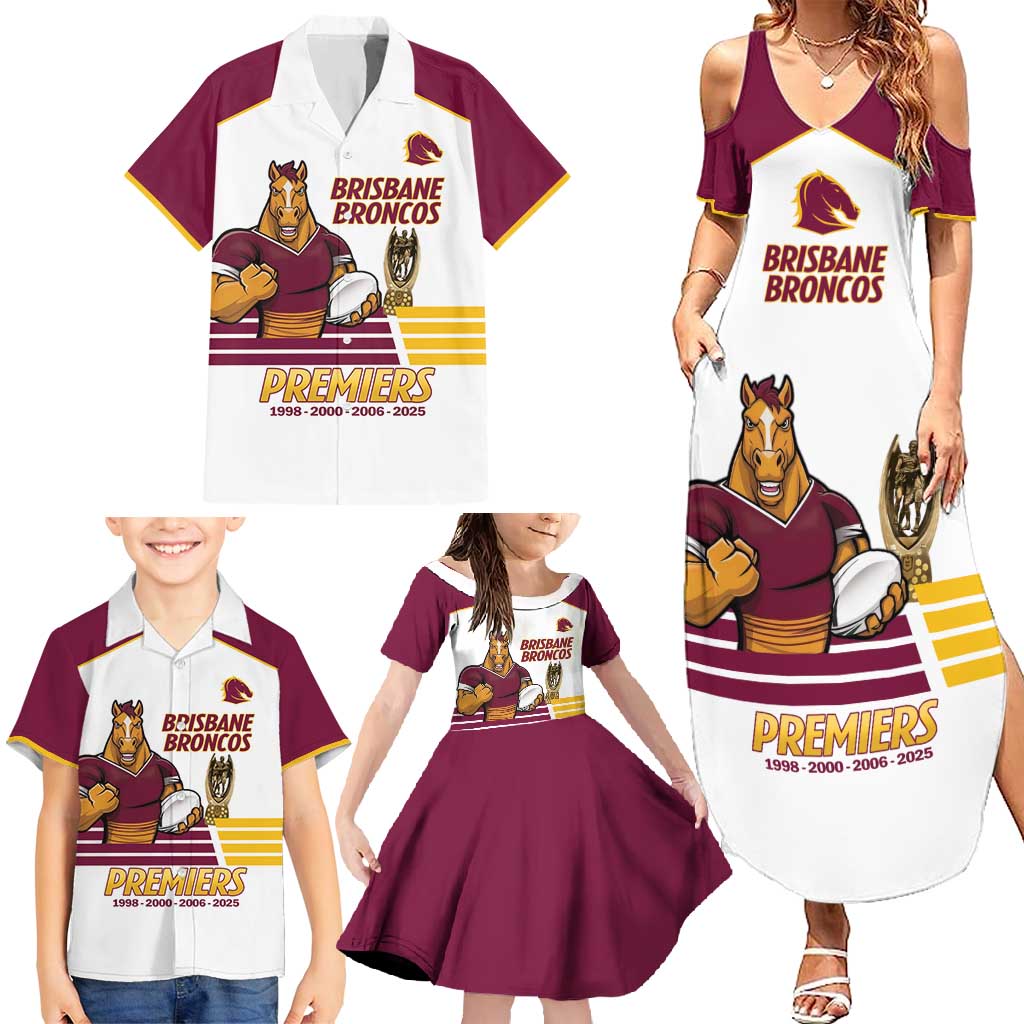 Brisbane Broncos Rugby Personalised Family Matching Summer Maxi Dress and Hawaiian Shirt NRL 4th Premiers Proud - Aussie Hoodie