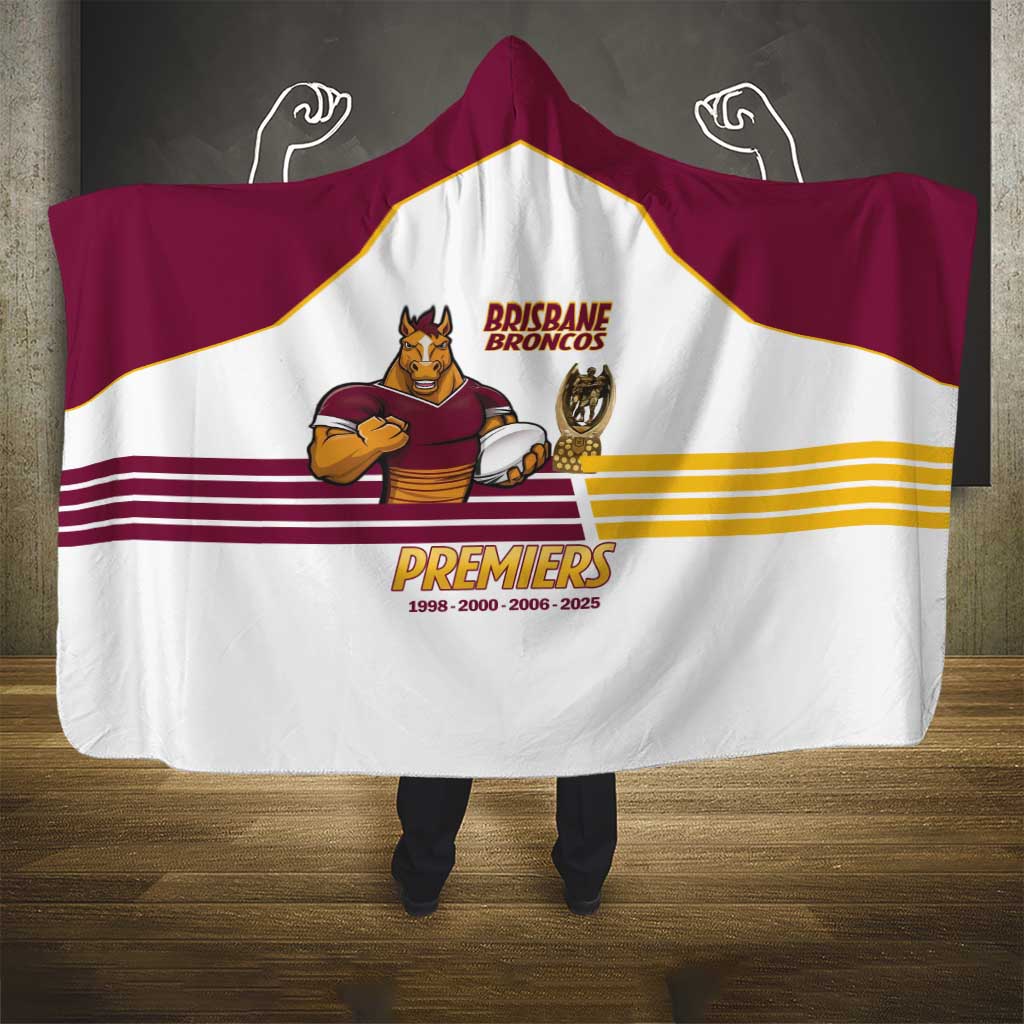 Brisbane Broncos Rugby Hooded Blanket NRL 4th Premiers Proud - Aussie Hoodie