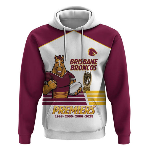 Brisbane Broncos Rugby Personalised Hoodie NRL 4th Premiers Proud - Aussie Hoodie