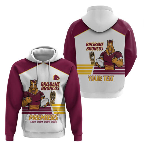 Brisbane Broncos Rugby Personalised Hoodie NRL 4th Premiers Proud - Aussie Hoodie