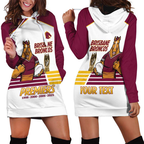 Brisbane Broncos Rugby Personalised Hoodie Dress NRL 4th Premiers Proud - Aussie Hoodie
