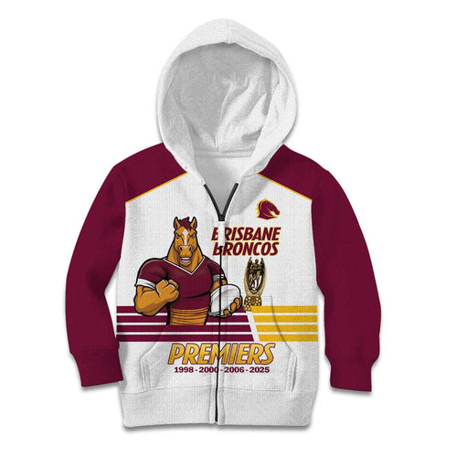 Brisbane Broncos Rugby Personalised Kid Hoodie NRL 4th Premiers Proud - Aussie Hoodie