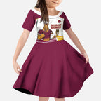 Brisbane Broncos Rugby Personalised Kid Short Sleeve Dress NRL 4th Premiers Proud - Aussie Hoodie
