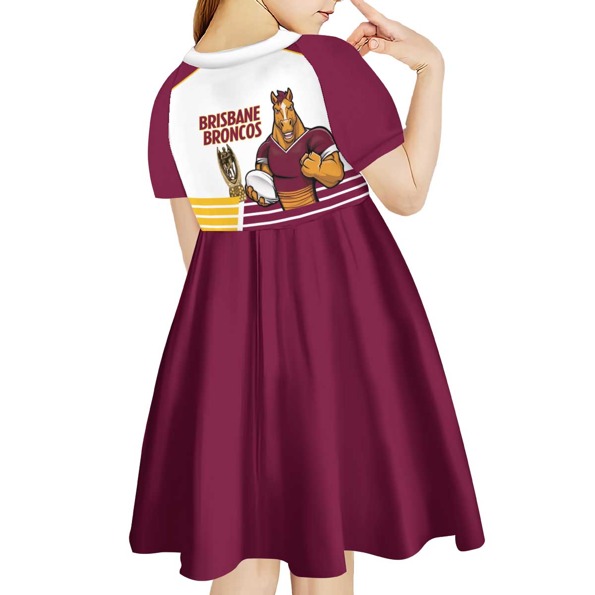 Brisbane Broncos Rugby Personalised Kid Short Sleeve Dress NRL 4th Premiers Proud - Aussie Hoodie