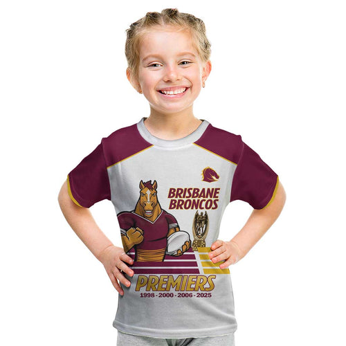Brisbane Broncos Rugby Personalised Kid T Shirt NRL 4th Premiers Proud - Aussie Hoodie