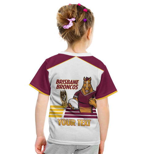 Brisbane Broncos Rugby Personalised Kid T Shirt NRL 4th Premiers Proud - Aussie Hoodie