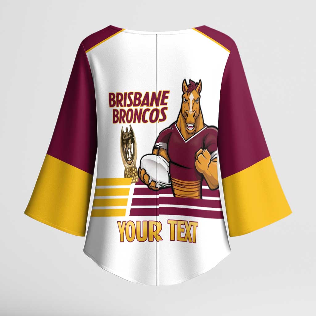 Brisbane Broncos Rugby Personalised Kimono Sleeve Blouse NRL 4th Premiers Proud - Aussie Hoodie