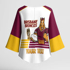 Brisbane Broncos Rugby Personalised Kimono Sleeve Blouse NRL 4th Premiers Proud - Aussie Hoodie