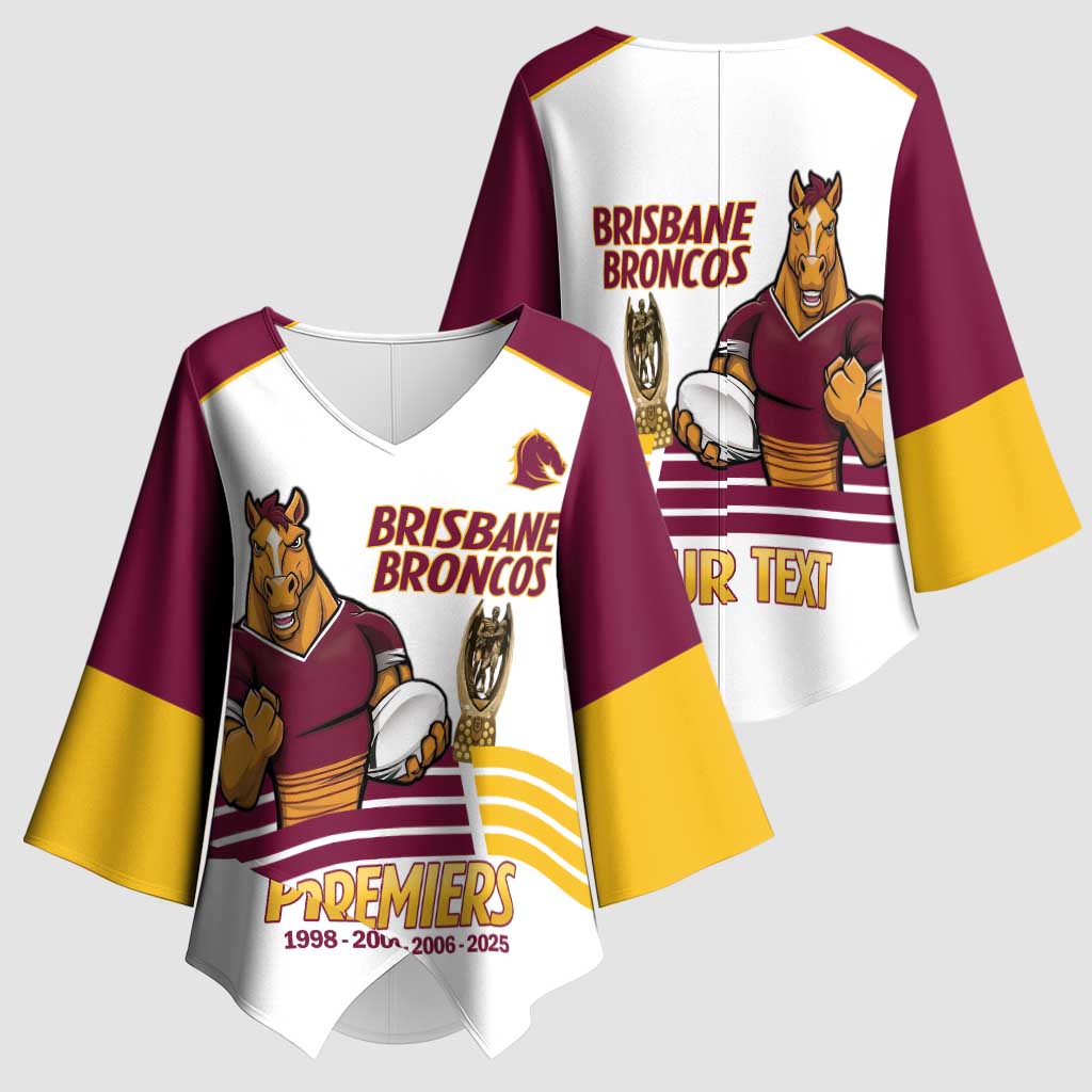 Brisbane Broncos Rugby Personalised Kimono Sleeve Blouse NRL 4th Premiers Proud - Aussie Hoodie