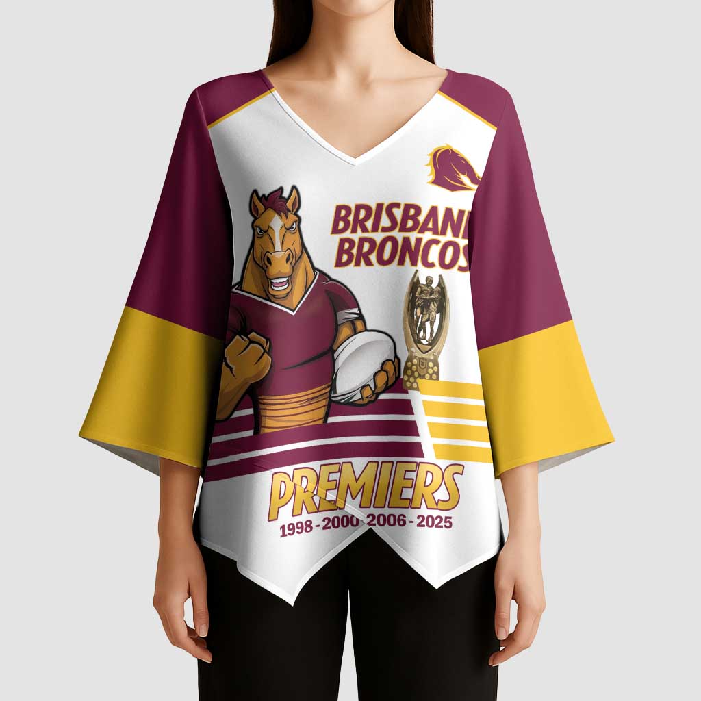 Brisbane Broncos Rugby Personalised Kimono Sleeve Blouse NRL 4th Premiers Proud - Aussie Hoodie