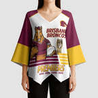 Brisbane Broncos Rugby Personalised Kimono Sleeve Blouse NRL 4th Premiers Proud - Aussie Hoodie