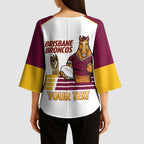 Brisbane Broncos Rugby Personalised Kimono Sleeve Blouse NRL 4th Premiers Proud - Aussie Hoodie