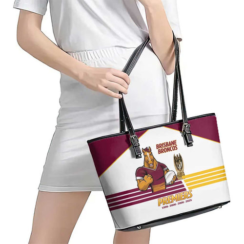 Brisbane Broncos Rugby Leather Tote Bag NRL 4th Premiers Proud - Aussie Hoodie