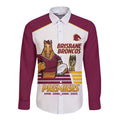 Brisbane Broncos Rugby Personalised Long Sleeve Button Shirt NRL 4th Premiers Proud - Aussie Hoodie