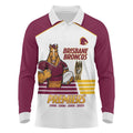 Brisbane Broncos Rugby Personalised Long Sleeve Polo Shirt NRL 4th Premiers Proud - Aussie Hoodie
