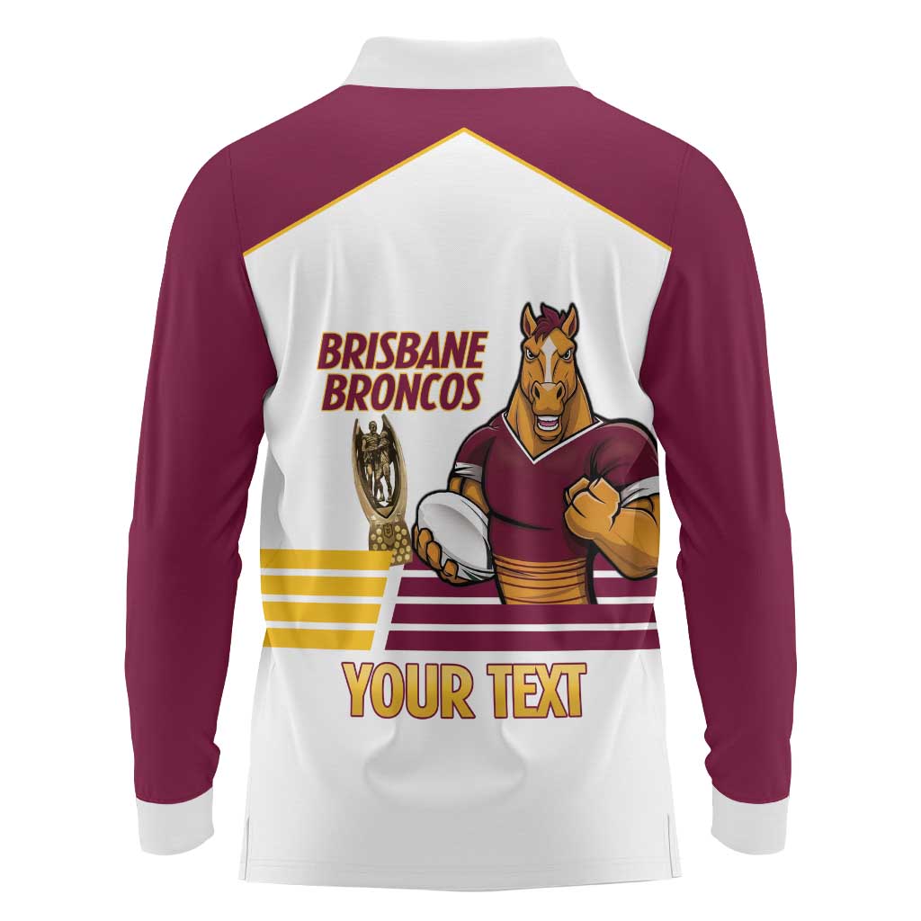 Brisbane Broncos Rugby Personalised Long Sleeve Polo Shirt NRL 4th Premiers Proud - Aussie Hoodie