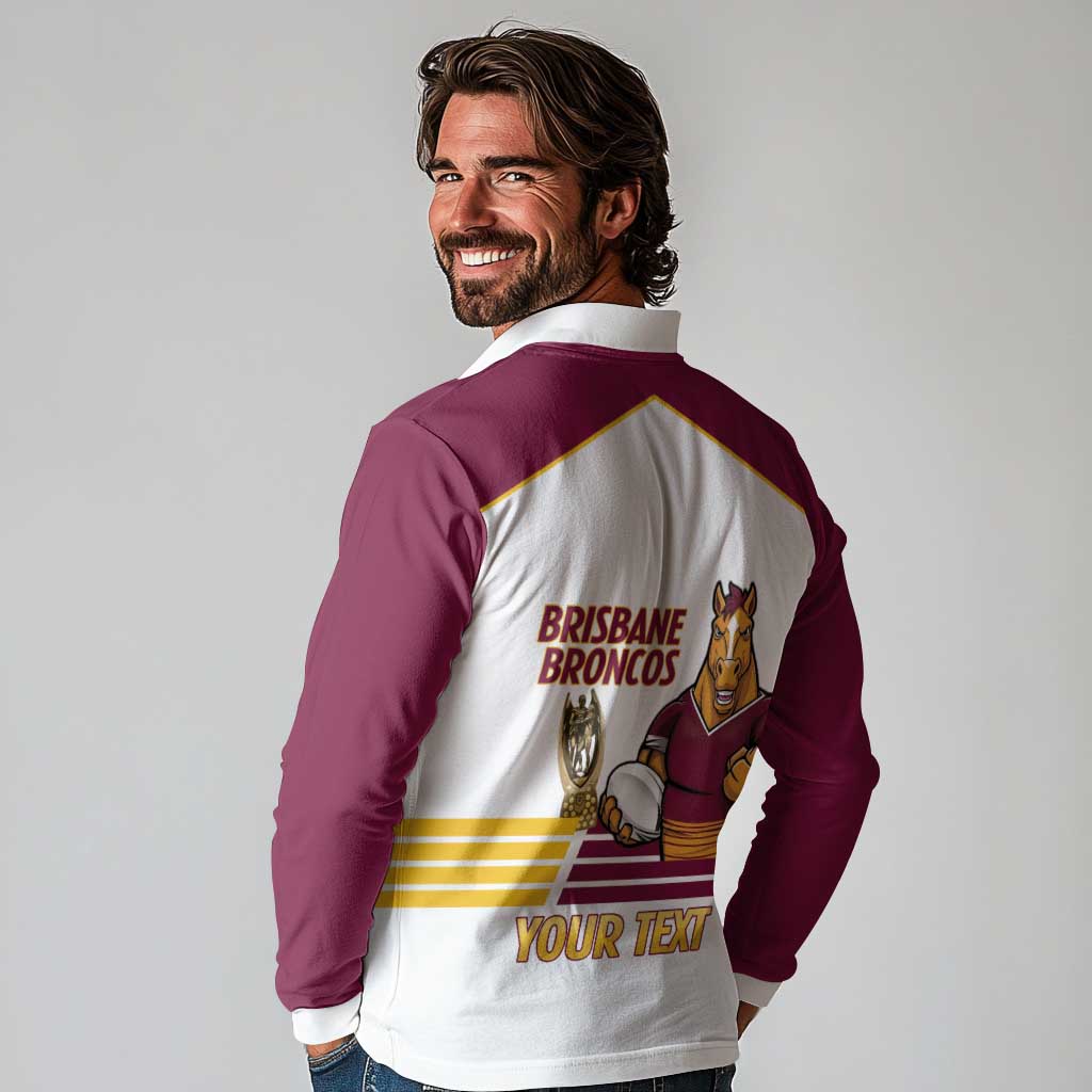 Brisbane Broncos Rugby Personalised Long Sleeve Polo Shirt NRL 4th Premiers Proud - Aussie Hoodie