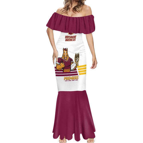 Brisbane Broncos Rugby Personalised Mermaid Dress NRL 4th Premiers Proud - Aussie Hoodie