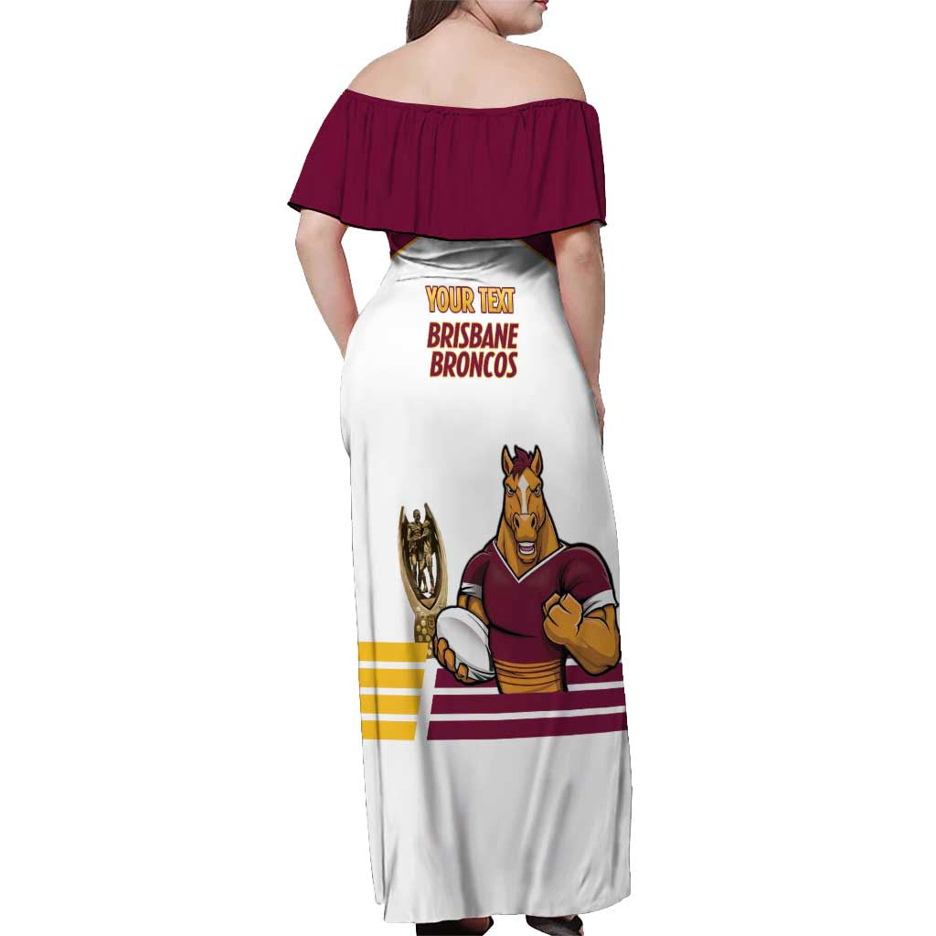 Brisbane Broncos Rugby Personalised Off Shoulder Maxi Dress NRL 4th Premiers Proud - Aussie Hoodie