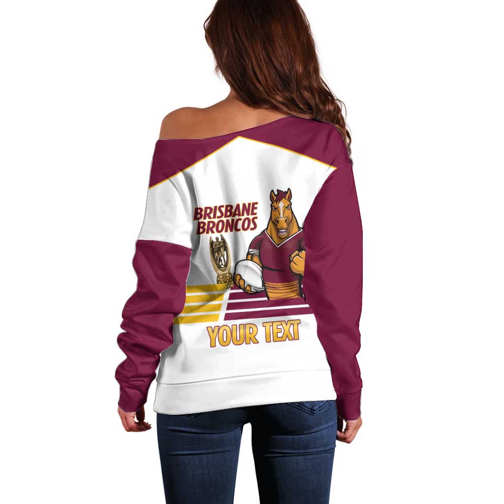 Brisbane Broncos Rugby Personalised Off Shoulder Sweater NRL 4th Premiers Proud - Aussie Hoodie