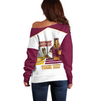 Brisbane Broncos Rugby Personalised Off Shoulder Sweater NRL 4th Premiers Proud - Aussie Hoodie