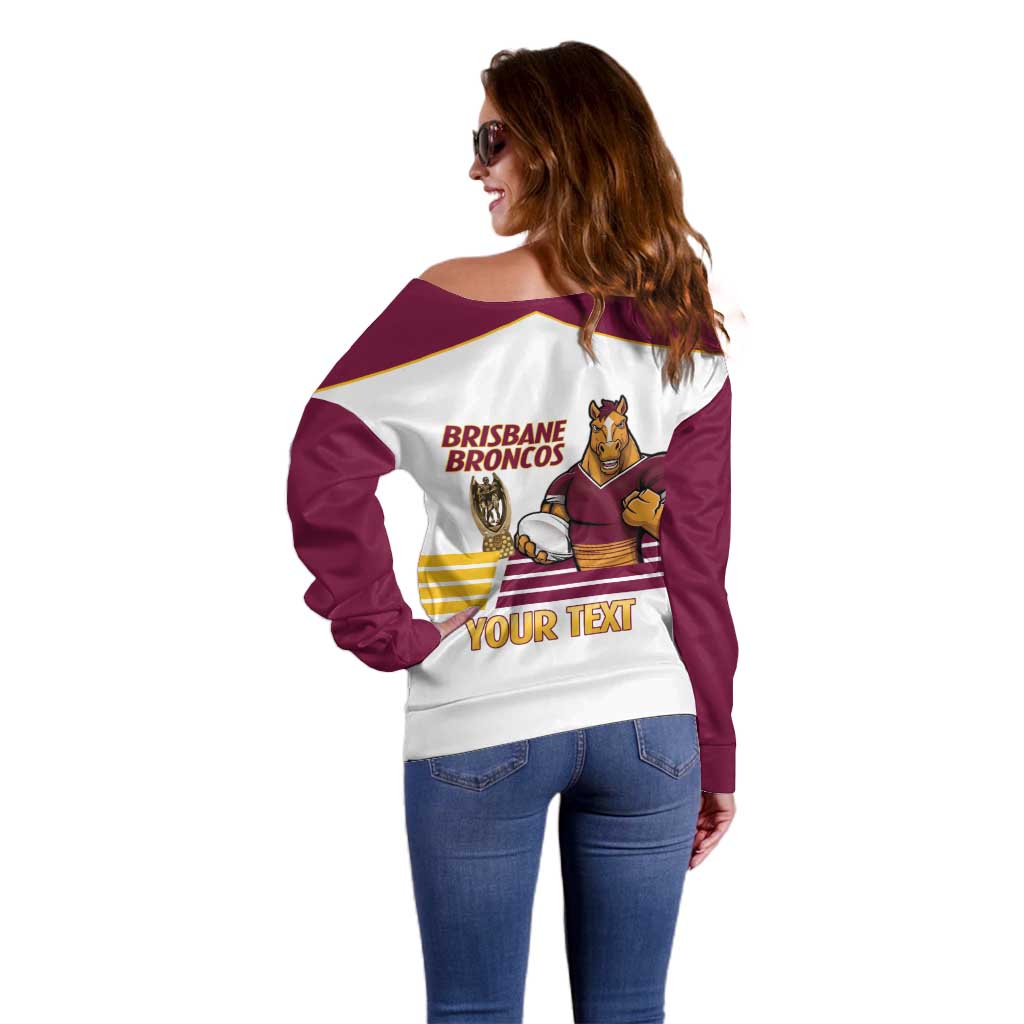 Brisbane Broncos Rugby Personalised Off Shoulder Sweater NRL 4th Premiers Proud - Aussie Hoodie