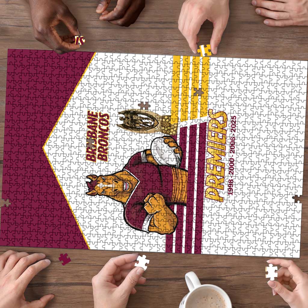 Brisbane Broncos Rugby Puzzle NRL 4th Premiers Proud - Aussie Hoodie