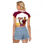 Brisbane Broncos Rugby Personalised Raglan Cropped T Shirt NRL 4th Premiers Proud - Aussie Hoodie
