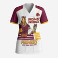 Brisbane Broncos Rugby Personalised Scrub Top NRL 4th Premiers Proud - Aussie Hoodie