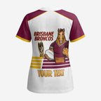 Brisbane Broncos Rugby Personalised Scrub Top NRL 4th Premiers Proud - Aussie Hoodie