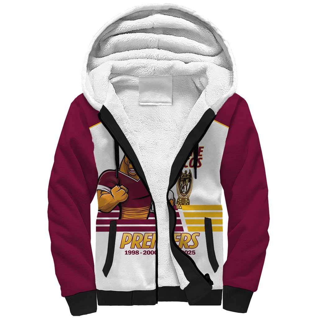 Brisbane Broncos Rugby Personalised Sherpa Hoodie NRL 4th Premiers Proud - Aussie Hoodie