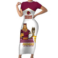 Brisbane Broncos Rugby Personalised Short Sleeve Bodycon Dress NRL 4th Premiers Proud - Aussie Hoodie