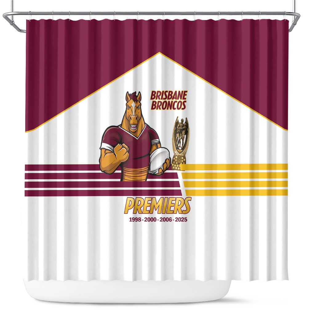 Brisbane Broncos Rugby Shower Curtain NRL 4th Premiers Proud - Aussie Hoodie