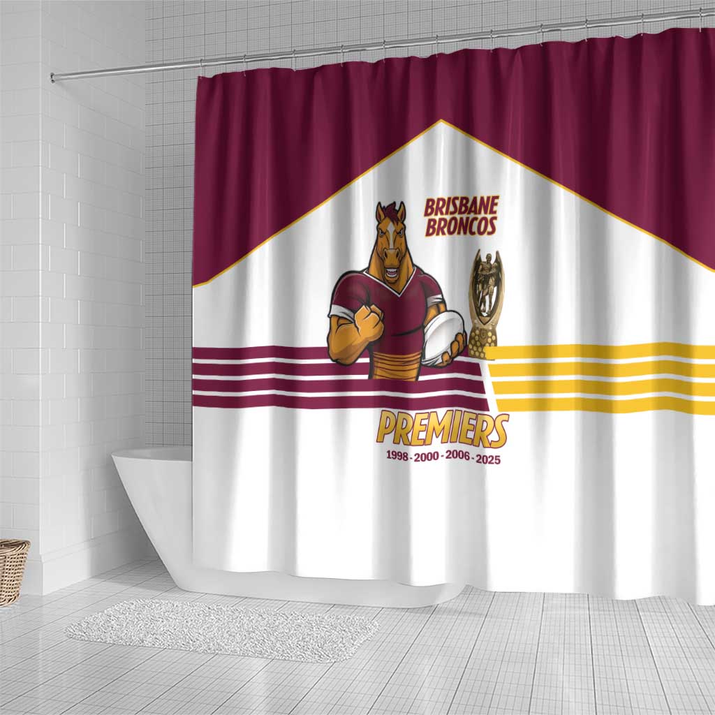 Brisbane Broncos Rugby Shower Curtain NRL 4th Premiers Proud - Aussie Hoodie