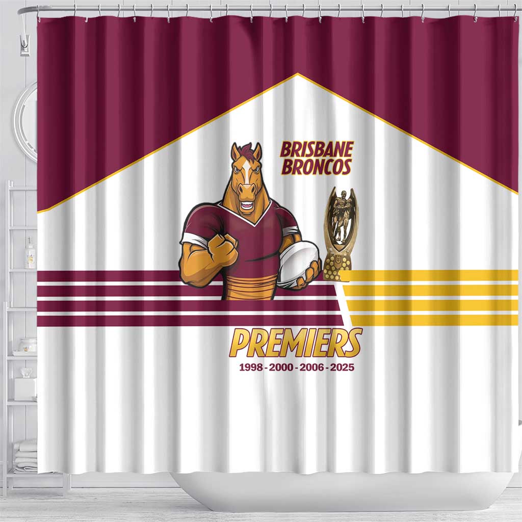 Brisbane Broncos Rugby Shower Curtain NRL 4th Premiers Proud - Aussie Hoodie