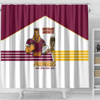 Brisbane Broncos Rugby Shower Curtain NRL 4th Premiers Proud - Aussie Hoodie