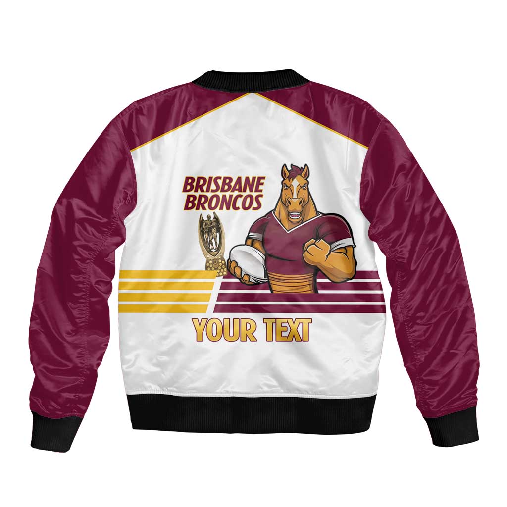 Brisbane Broncos Rugby Personalised Sleeve Zip Bomber Jacket NRL 4th Premiers Proud - Aussie Hoodie