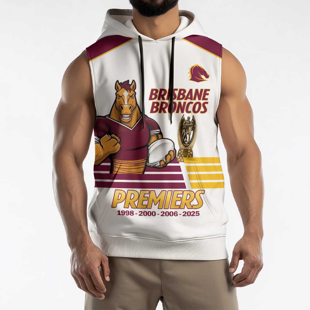 Brisbane Broncos Rugby Personalised Sleeveless Hoodie NRL 4th Premiers Proud - Aussie Hoodie