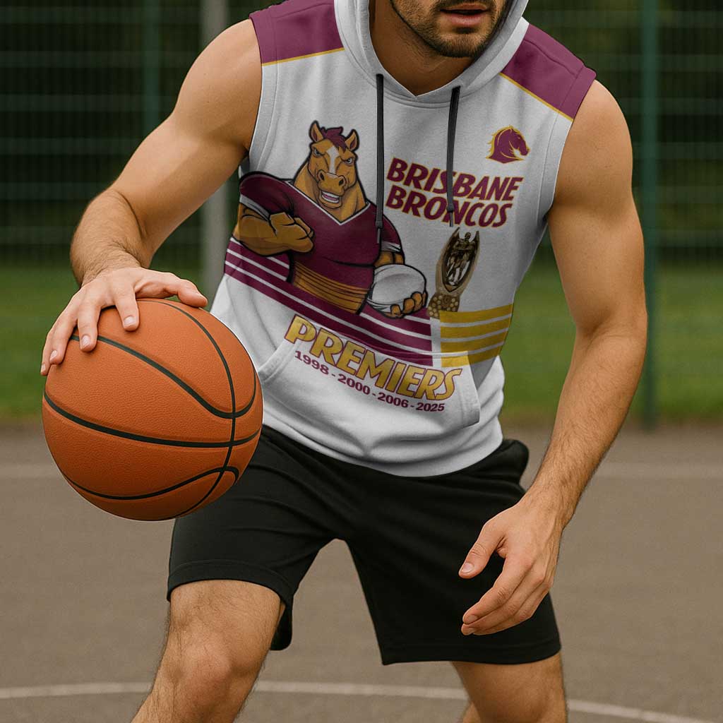 Brisbane Broncos Rugby Personalised Sleeveless Hoodie NRL 4th Premiers Proud - Aussie Hoodie