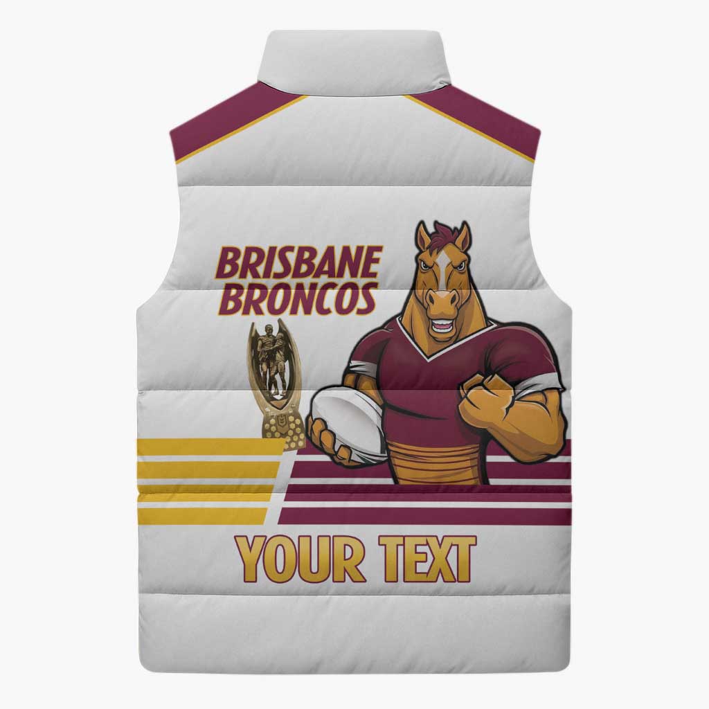 Brisbane Broncos Rugby Personalised Sleeveless Puffer Jacket NRL 4th Premiers Proud - Aussie Hoodie