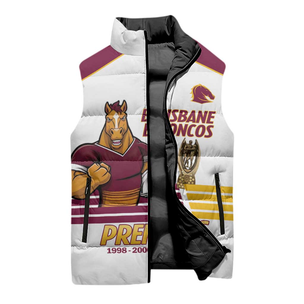 Brisbane Broncos Rugby Personalised Sleeveless Puffer Jacket NRL 4th Premiers Proud - Aussie Hoodie