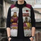 Brisbane Broncos Rugby Personalised Sleeveless Puffer Jacket NRL 4th Premiers Proud - Aussie Hoodie