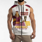 Brisbane Broncos Rugby Personalised Sleeveless Zip Hoodie NRL 4th Premiers Proud LT14