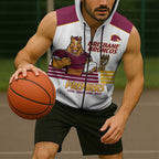 Brisbane Broncos Rugby Personalised Sleeveless Zip Hoodie NRL 4th Premiers Proud LT14