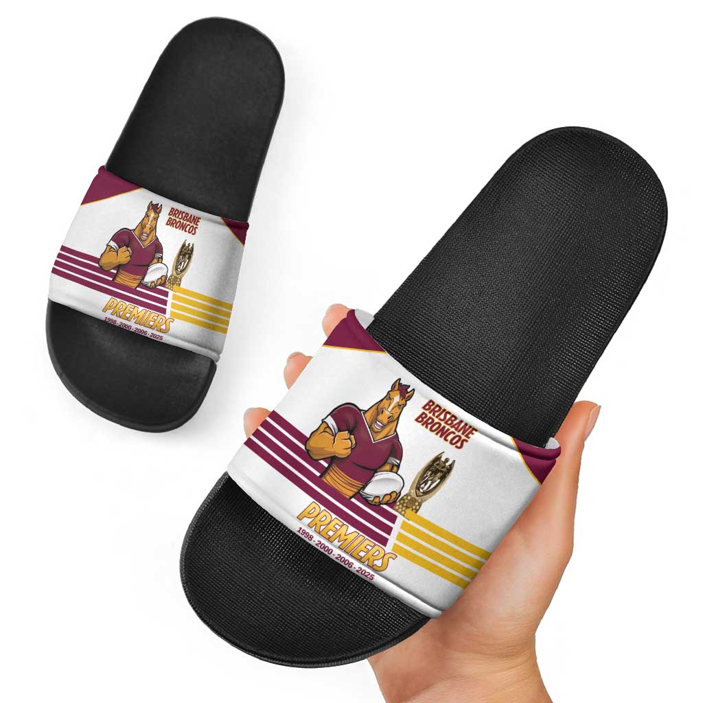 Brisbane Broncos Rugby Slide Sandals NRL 4th Premiers Proud - Aussie Hoodie