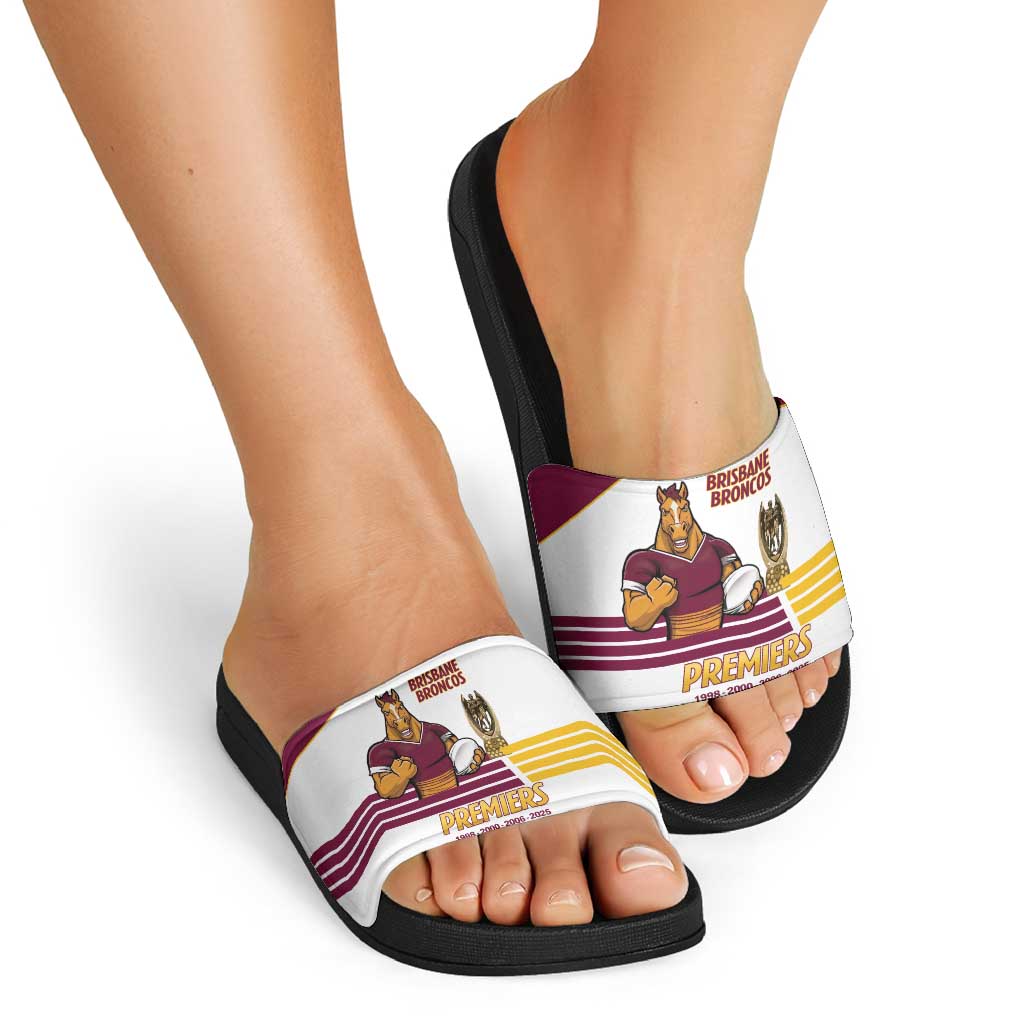 Brisbane Broncos Rugby Slide Sandals NRL 4th Premiers Proud - Aussie Hoodie